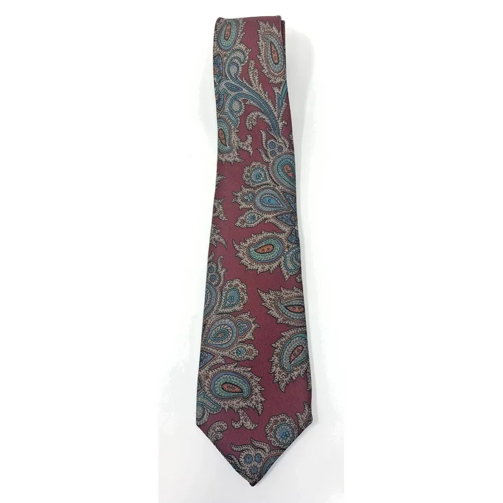 Robert‎ Talbott for Nordstrom Red Paisley Silk Men's Neck Tie L 58